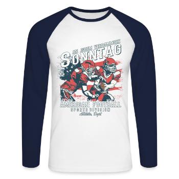 An jedem verdammten Sonntag | American Football - Unisex Baseballshirt langarm - Weiß/Navy - Vorne - Nik (191cm)
