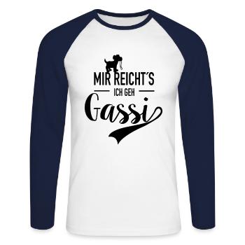 Mir Reichts Ich Geh Gassi - Unisex Baseballshirt langarm - Weiß/Navy - Vorne - Nik (191cm)