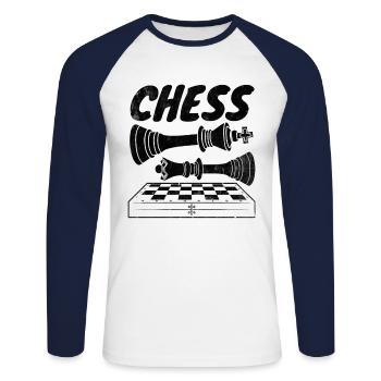 Chess Chess World Chess Day King Checkers - Unisex Long Sleeve Baseball T-Shirt - white/navy - Front - Nik (191cm)
