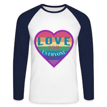 Heart rainbow unisex love for everyone - Unisex Baseballshirt langarm - Weiß/Navy - Vorne - Nik (191cm)