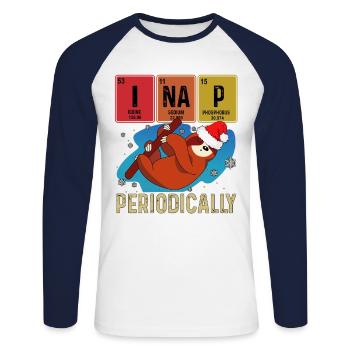 I Nap Periodically Sleep Shirt Sleep Sloth - Unisex Long Sleeve Baseball T-Shirt - white/navy - Front - Nik (191cm)