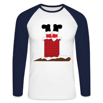 Merry Christmas Weihnachtsmann Schornstein - Unisex Baseballshirt langarm - Weiß/Navy - Vorne - Nik (191cm)
