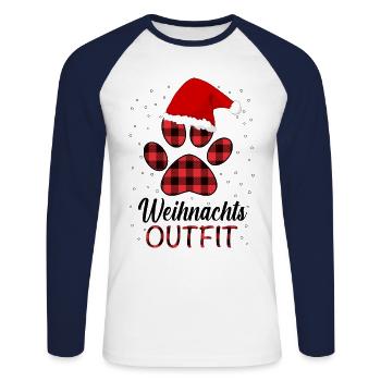 Hund mit Weihnachtsmütze Hundebesitzer Weihnachten - Unisex Baseballshirt langarm - Weiß/Navy - Vorne - Nik (191cm)