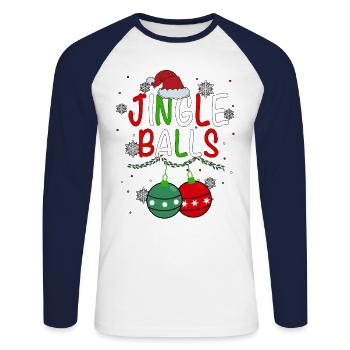 Boules de jingle - T-shirt baseball manches longues Homme - blanc/marine - Devant - Nik (191cm)