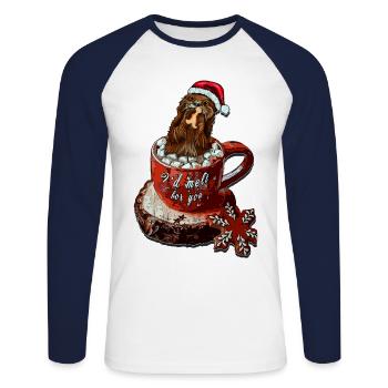 Christmas otter illustration with gingerbread man - Unisex Long Sleeve Baseball T-Shirt - white/navy - Front - Nik (191cm)