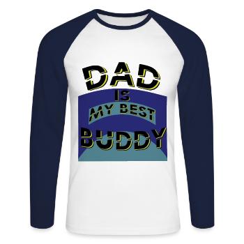 Dad my best Buddy, - Unisex Baseballshirt langarm - Weiß/Navy - Vorne - Nik (191cm)