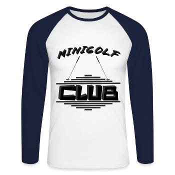 MINIGOLF -CLUB- Jahreseinkommen - Unisex Baseballshirt langarm - Weiß/Navy - Vorne - Nik (191cm)