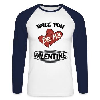 Will you be my valentine - Unisex Baseballshirt langarm - Weiß/Navy - Vorne - Nik (191cm)