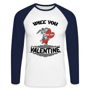 Will you be my valentine - Unisex Baseballshirt langarm - Weiß/Navy - Vorne - Nik (191cm)