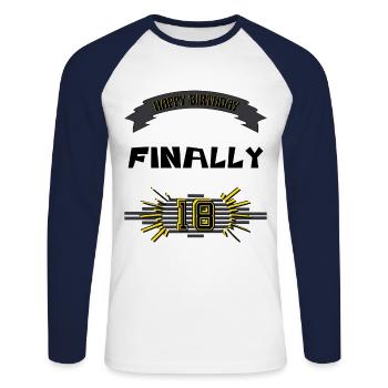Happy Birthday, 18th Birthday, Gift - Unisex Long Sleeve Baseball T-Shirt - white/navy - Front - Nik (191cm)