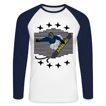 snowboarders, après-ski, party after, piste - Unisex Long Sleeve Baseball T-Shirt - white/navy - Front - Nik (191cm)