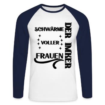 Der Imker, schwärme voller Frauen, Imkerei, Helden - Unisex Baseballshirt langarm - Weiß/Navy - Vorne - Nik (191cm)