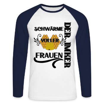 Der Imker, schwärme voller Frauen, Imkerei, Helden - Unisex Baseballshirt langarm - Weiß/Navy - Vorne - Nik (191cm)