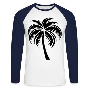 Symbole de la silhouette de la paume - T-shirt baseball manches longues Homme - blanc/marine - Devant - Nik (191cm)