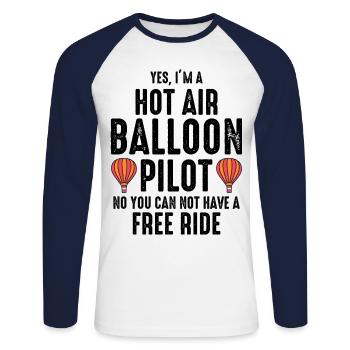 Hot Air Ballooning Hopper Balloon Pilot Balloonist - Unisex Long Sleeve Baseball T-Shirt - white/navy - Front - Nik (191cm)