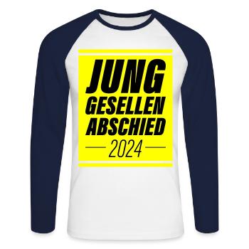 Junggesellenabschied 2024 Jga - Unisex Baseballshirt langarm - Weiß/Navy - Vorne - Nik (191cm)