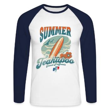 Summer Vibes 2024 Teahupoo - T-shirt baseball manches longues Homme - blanc/marine - Devant - Nik (191cm)