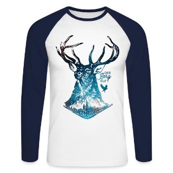 Der Berg ruft - Zeit zum Wandern - Unisex Baseballshirt langarm - Weiß/Navy - Vorne - Nik (191cm)