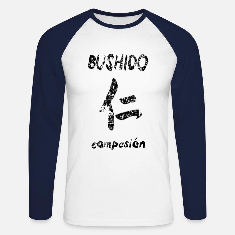 Bushido 3 - Unisex Baseballshirt langarm - Weiß/Navy