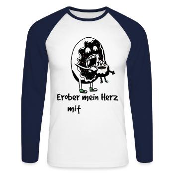 Erober mein Herz mit Donuts Fantasy Kinder Spaß - Unisex Baseballshirt langarm - Weiß/Navy - Vorne - Nik (191cm)