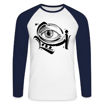 The Eye arabic font eye skate graffiti - Unisex Long Sleeve Baseball T-Shirt - white/navy - Front - Nik (191cm)