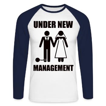 mariage - T-shirt baseball manches longues Homme - blanc/marine - Devant - Nik (191cm)