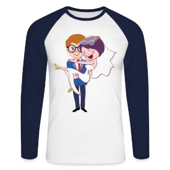 Wedding couple marriage - Unisex Long Sleeve Baseball T-Shirt - white/navy - Front - Nik (191cm)