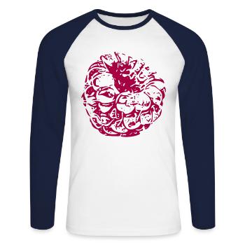 Framboise - T-shirt baseball manches longues Homme - blanc/marine - Devant - Nik (191cm)