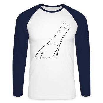 Message dans une bouteille - T-shirt baseball manches longues Homme - blanc/marine - Devant - Nik (191cm)