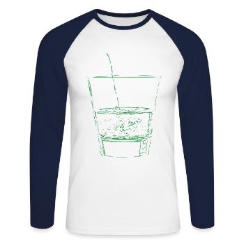 verre d'eau - T-shirt baseball manches longues Homme - blanc/marine - Devant - Nik (191cm)