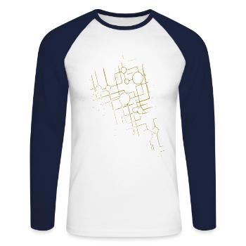 Réseau - ligne / or - T-shirt baseball manches longues Homme - blanc/marine - Devant - Nik (191cm)