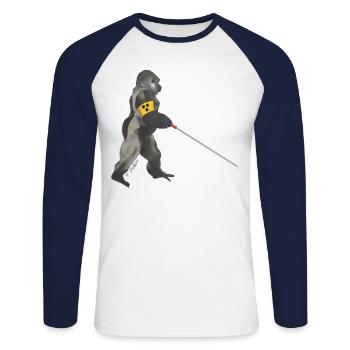 blind gorilla - Unisex Long Sleeve Baseball T-Shirt - white/navy - Front - Nik (191cm)