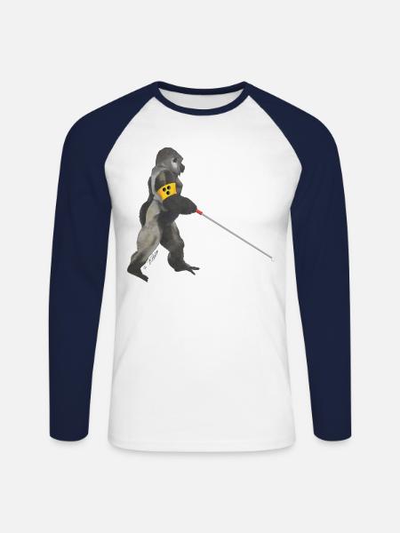 blind gorilla - Unisex Long Sleeve Baseball T-Shirt - white/navy