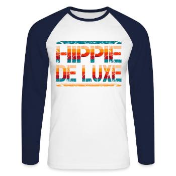 hippie de luxe - T-shirt baseball manches longues Homme - blanc/marine - Devant - Nik (191cm)