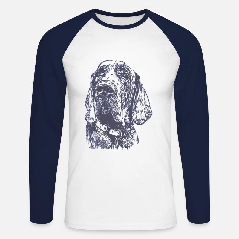 Hund Dogge Grau Silber Hellgrau - Unisex Baseballshirt langarm - Weiß/Navy