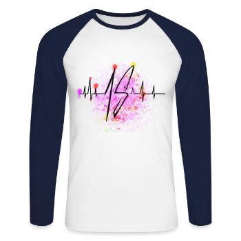 18 Geburtstag Herzschlag Heartbeat - Unisex Baseballshirt langarm - Weiß/Navy - Vorne - Nik (191cm)