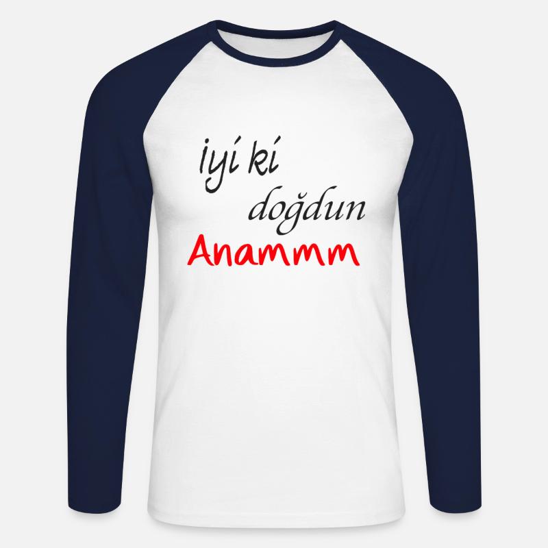 Anam iyiki dogdun - Unisex Baseballshirt langarm - Weiß/Navy