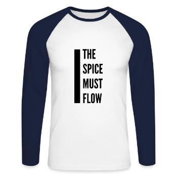 The spice must flow - Unisex Long Sleeve Baseball T-Shirt - white/navy - Front - Nik (191cm)