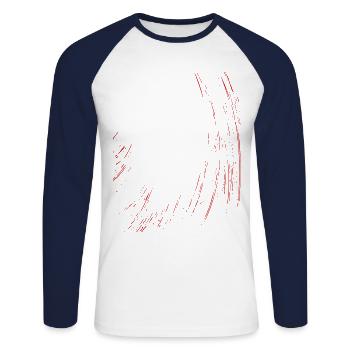 Abstract Lines / Line / Red / Pattern - Unisex Long Sleeve Baseball T-Shirt - white/navy - Front - Nik (191cm)