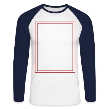 Frame / Abstract / Line / Pattern / Trend / Red - Unisex Long Sleeve Baseball T-Shirt - white/navy - Front - Nik (191cm)