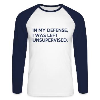 In my defense, I was left unsupervised - T-shirt baseball manches longues Homme - blanc/marine - Devant - Nik (191cm)