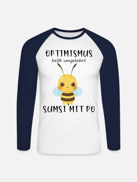 Biene Optimismus Sumsi mit Po - Unisex Baseballshirt langarm - Weiß/Navy