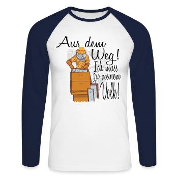 Aus Dem Weg Ich Muss Zu Meinem Volk Imker Bienen - Unisex Baseballshirt langarm - Weiß/Navy - Vorne - Nik (191cm)