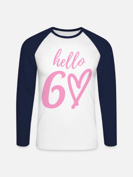 hello 60. 60th birthday - Unisex Long Sleeve Baseball T-Shirt - white/navy
