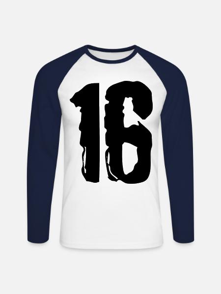 16 number jersey - Unisex Long Sleeve Baseball T-Shirt - white/navy