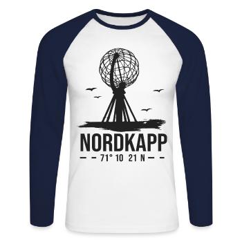 Nordkapp cap nord norvége nordkap - T-shirt baseball manches longues Homme - blanc/marine - Devant - Nik (191cm)