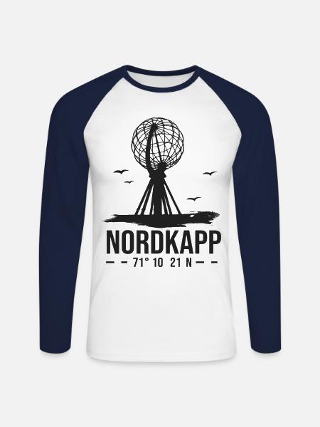 Nordkapp Nordkap Norge Nordkap - Langærmet herre-baseballshirt - hvid/marineblå