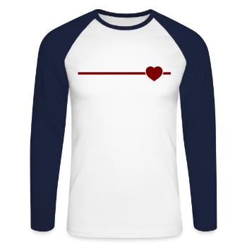 Red heart medallion sailor shirt - Unisex Long Sleeve Baseball T-Shirt - white/navy - Front - Nik (191cm)