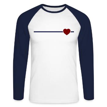 Sailor shirt with heart medallion red blue - Unisex Long Sleeve Baseball T-Shirt - white/navy - Front - Nik (191cm)