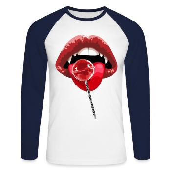 TRICK OR TREAT - Unisex Long Sleeve Baseball T-Shirt - white/navy - Front - Nik (191cm)
